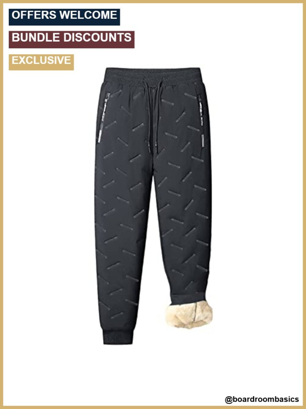 Men's Fleece Lined Winter Sweatpants Thermal Joggers with Zipper Pockets